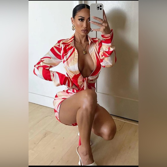 Got What You Need Mini Dress - Orange/Combo - Picture 2 of 7